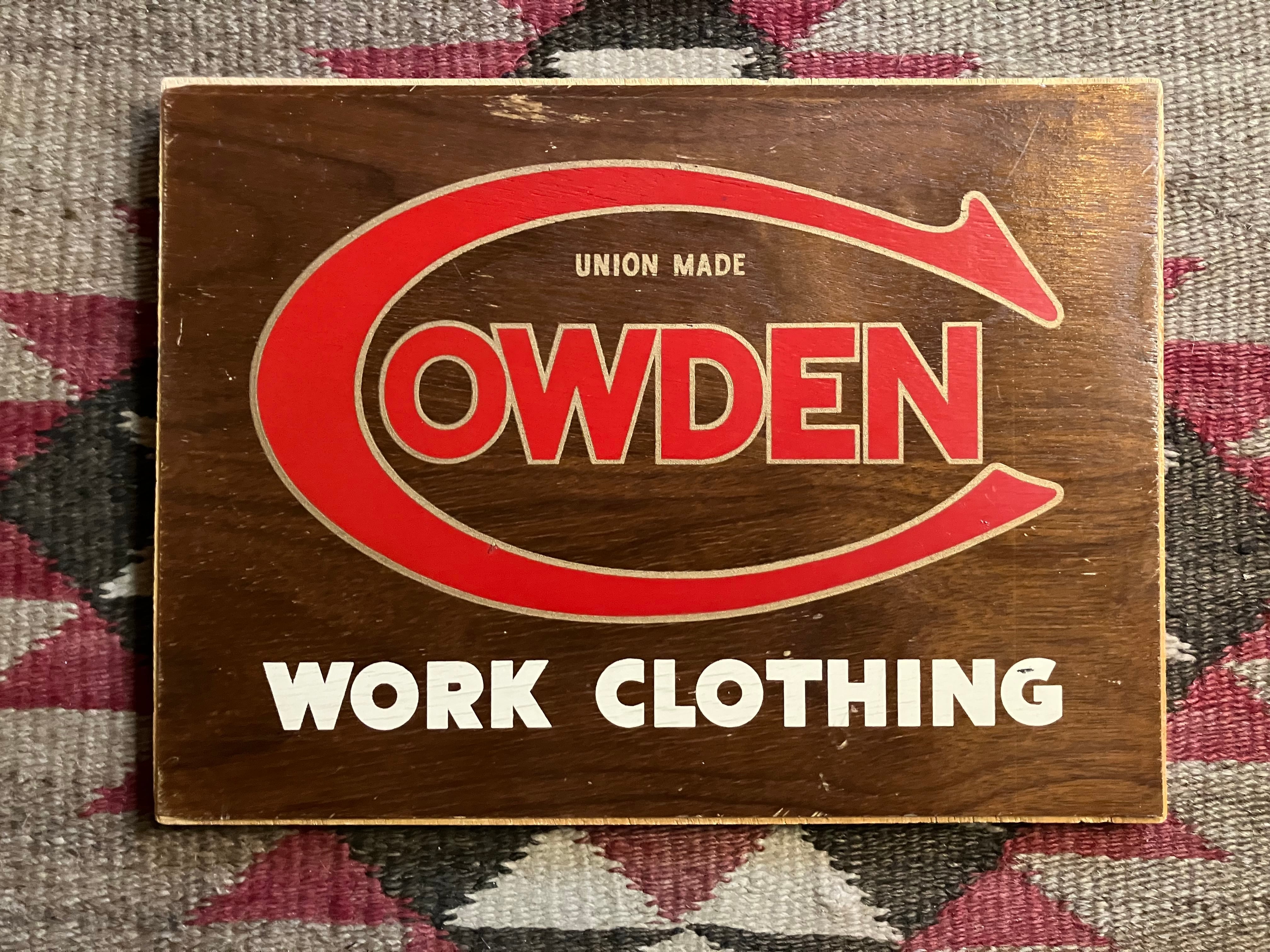 50s COWDEN WORK CLOTHING ADVERTISING SIGN