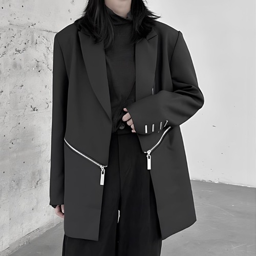 Mid-length zippered suit jacket C0446