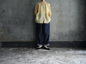Honnete FOR poefu Irish Linen Gather Blouse「kimi no yellow」「black」