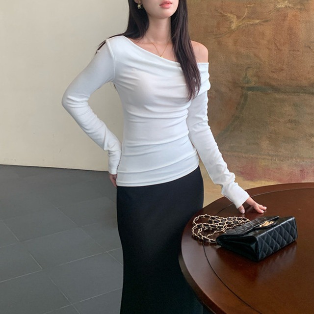 ドレープネックトップス A1176