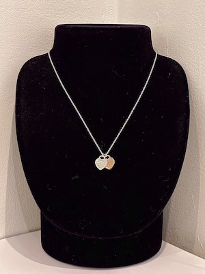 Tiffany&Co./ old Tiffany "Return to Tiffany" pink gold mini heart tag necklace.