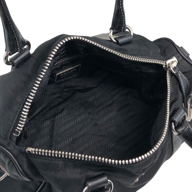 PRADA プラダ ハンドバッグ ブラック トライアングルロゴ ナイロン レザー ミニボストン vintage ヴィンテージ オールド ixt5hp