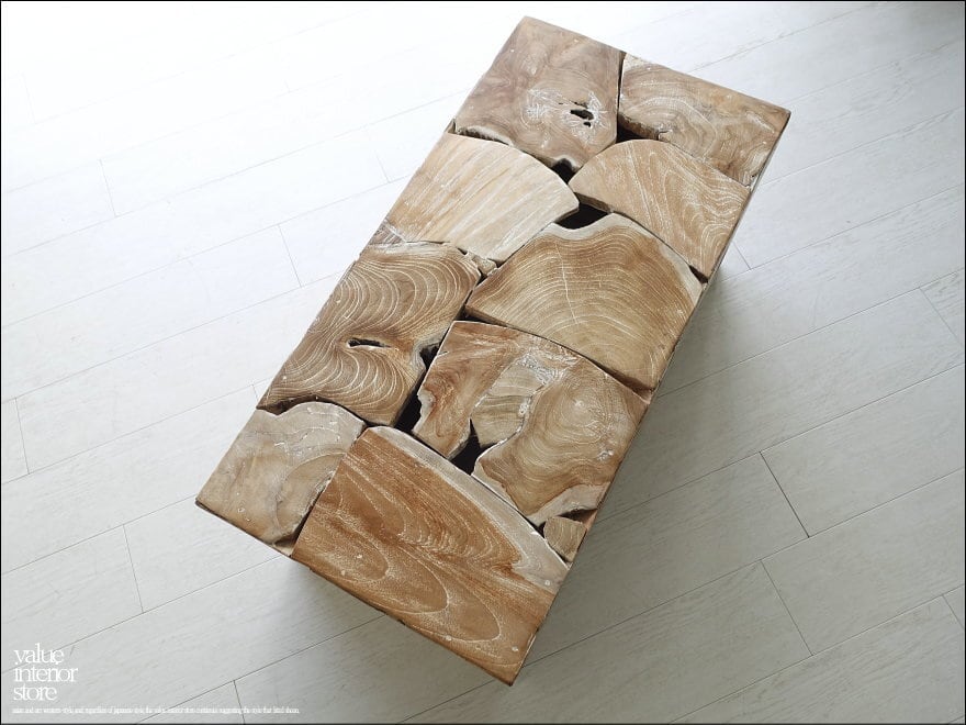 チーク無垢材 ブロックベンチ オンライン 長椅子 シャビー チェア 銘木