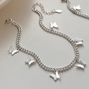かわいい シルバー チェーン 蝶々 ブレスレット