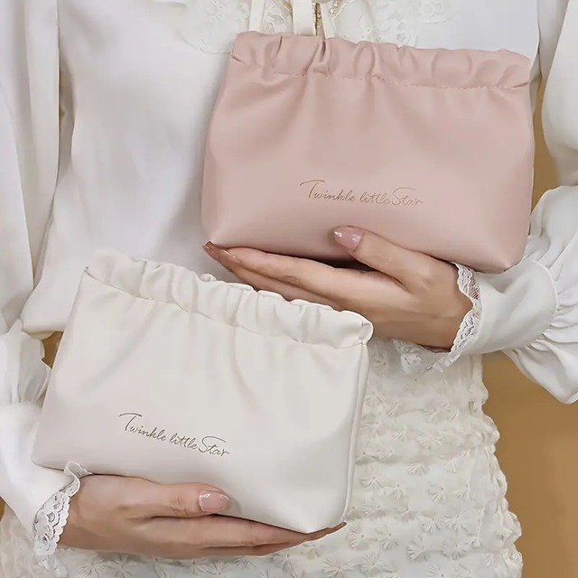自動閉じるPU革製化粧ポーチ