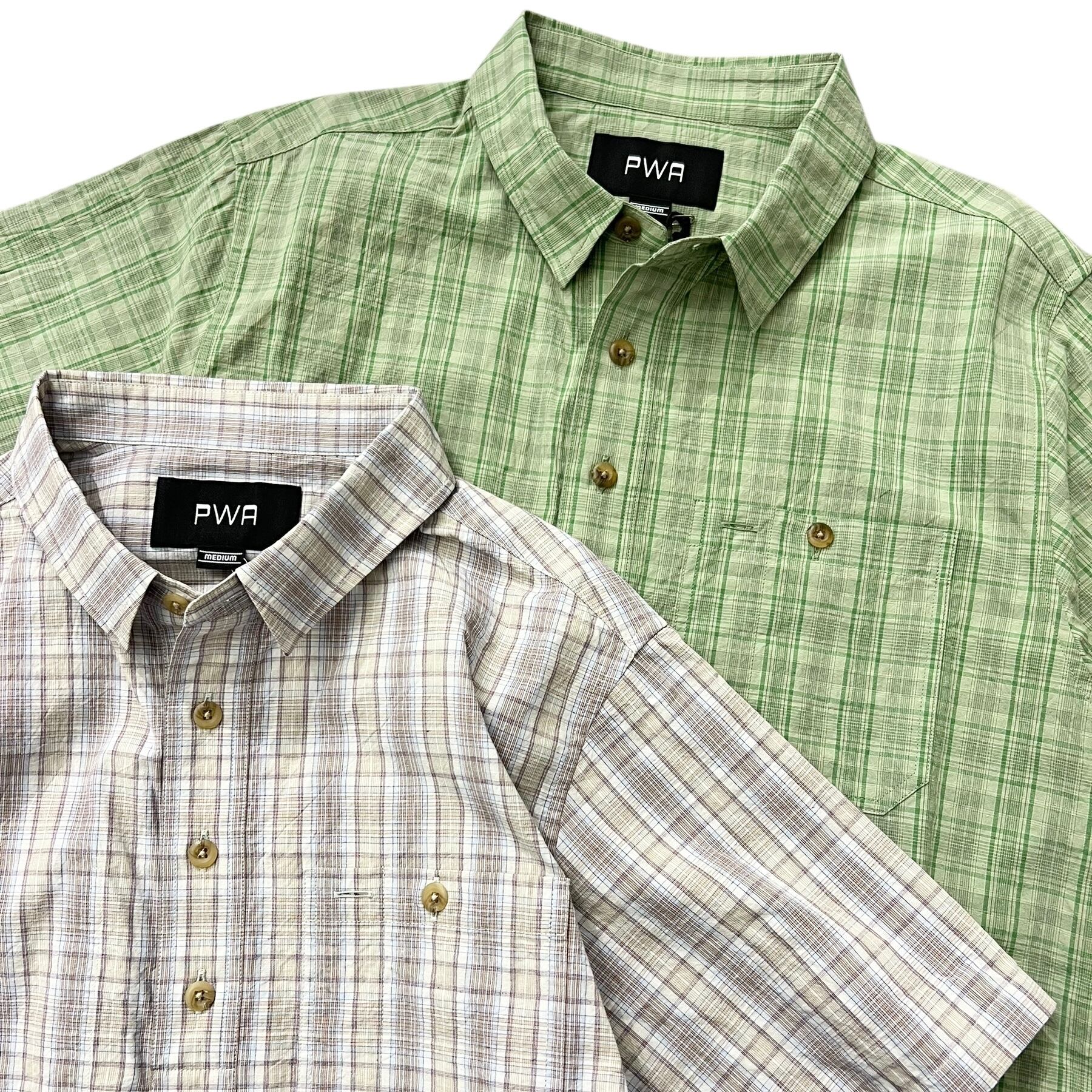 PWA / LINEN MIX P/O SHIRT GREEN CHECK | THE NEWAGE CLUB