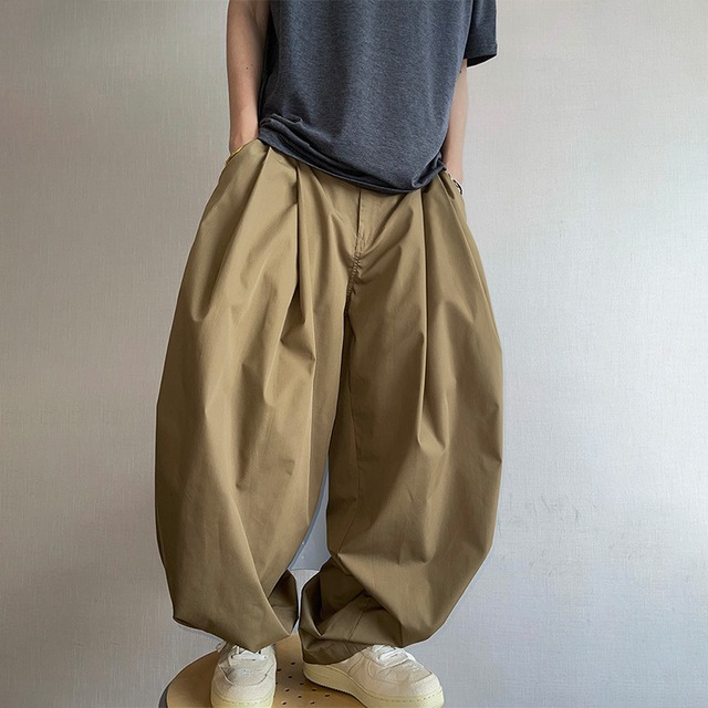 dannyandzeeワイドシルエットプリーツランタンパンツ