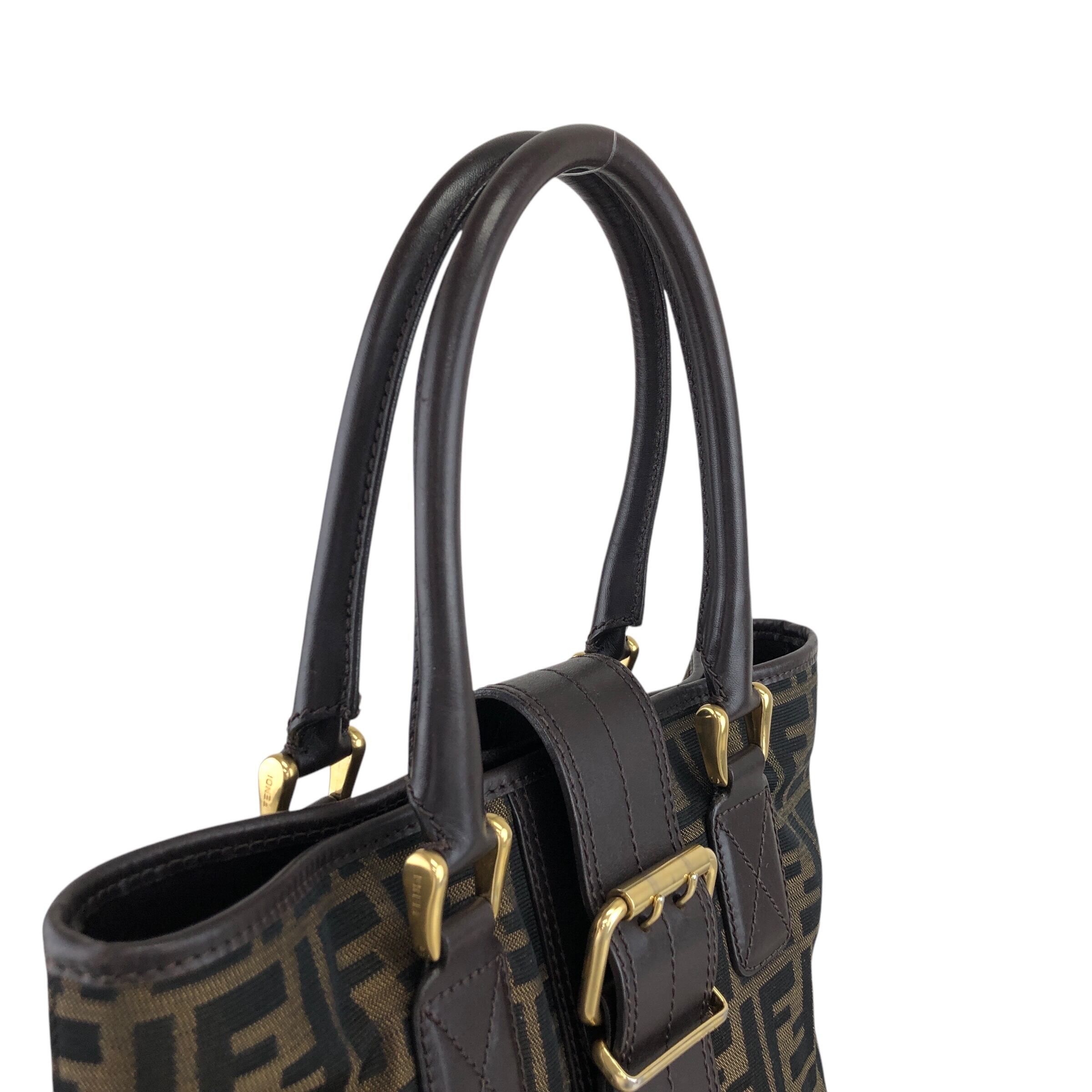 フェンディ　ヴィンテージ　ファ　トートバッグ FENDI フェンディ ズッカ トートバッグ ブラウン フロントバックル