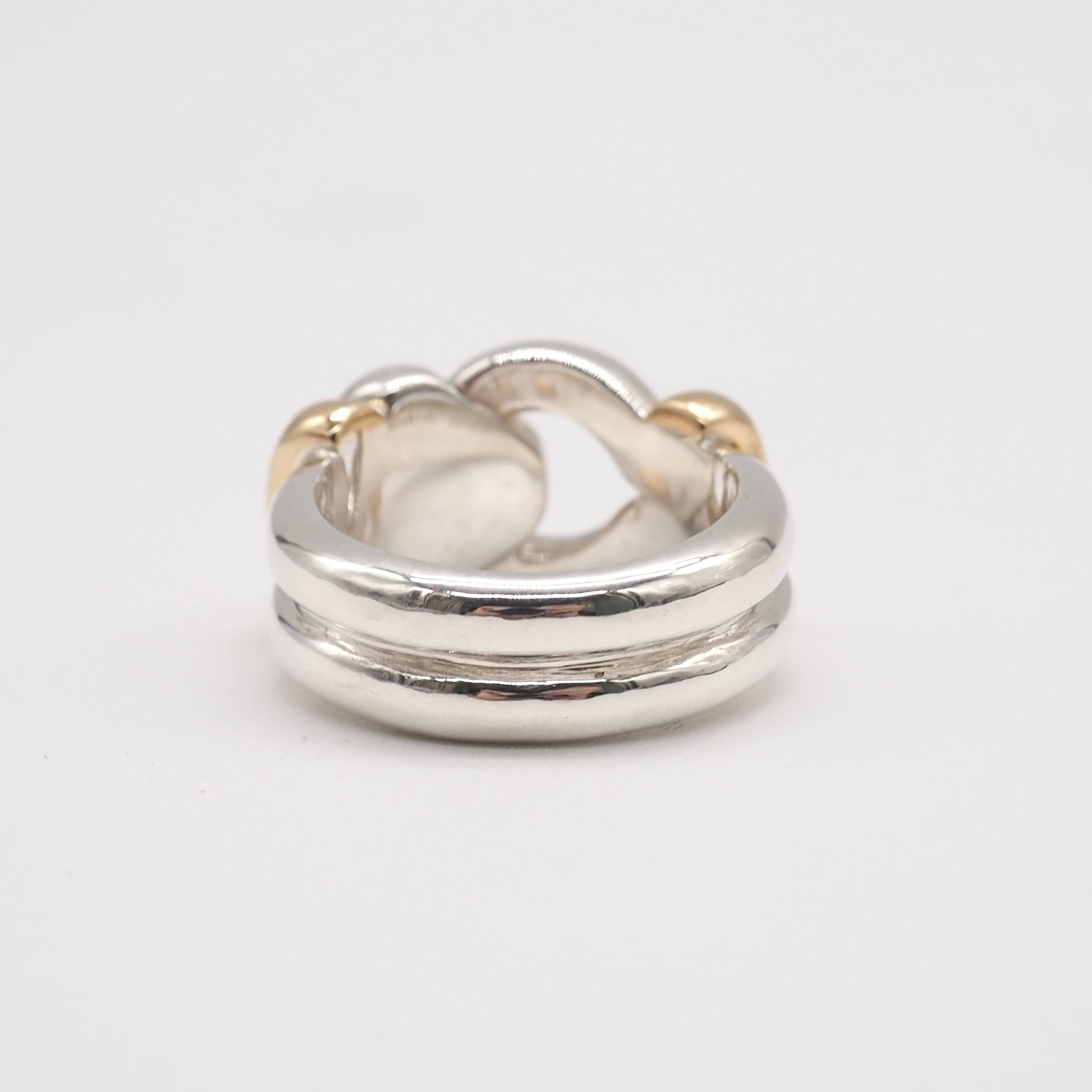 Tiffany&Co. 約12号 ワイドノット コンビ リング シルバー925 K18