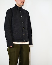 kujaku - Box Silhouette Wool Jacket :Black|二重織り/裏起毛“表使い”/バイオウォッシュ