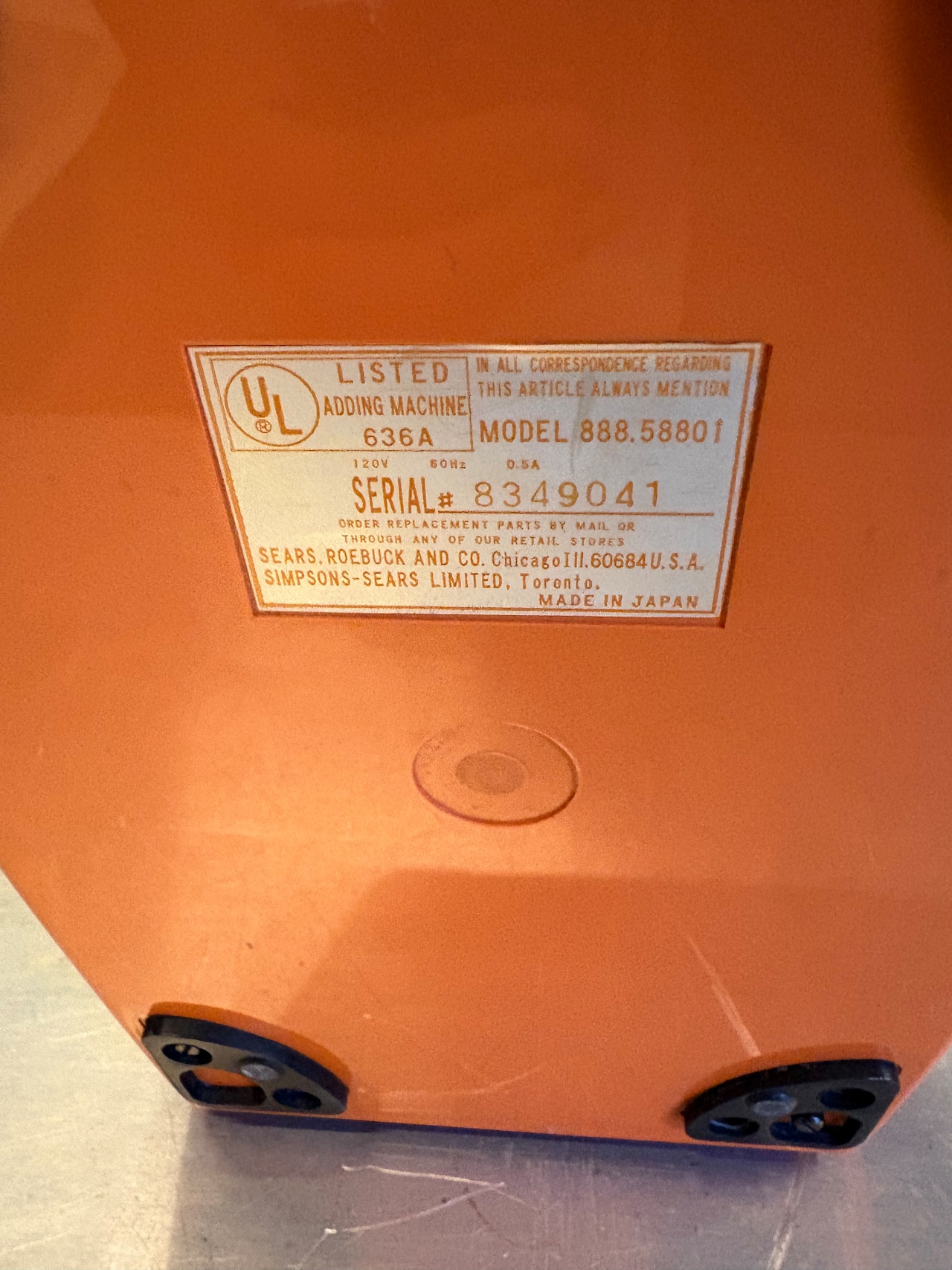 Sears Electric Adding Machine (Model 888.58801)