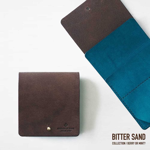 【BITTER SAND】そこそこ薄い 二つ折り財布【ビターブラウン×ターコイズ】（在庫あり）