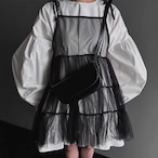 Elegant Lantern Sleeve Shirt Dress Set with Sheer Mesh Slip (ME212)