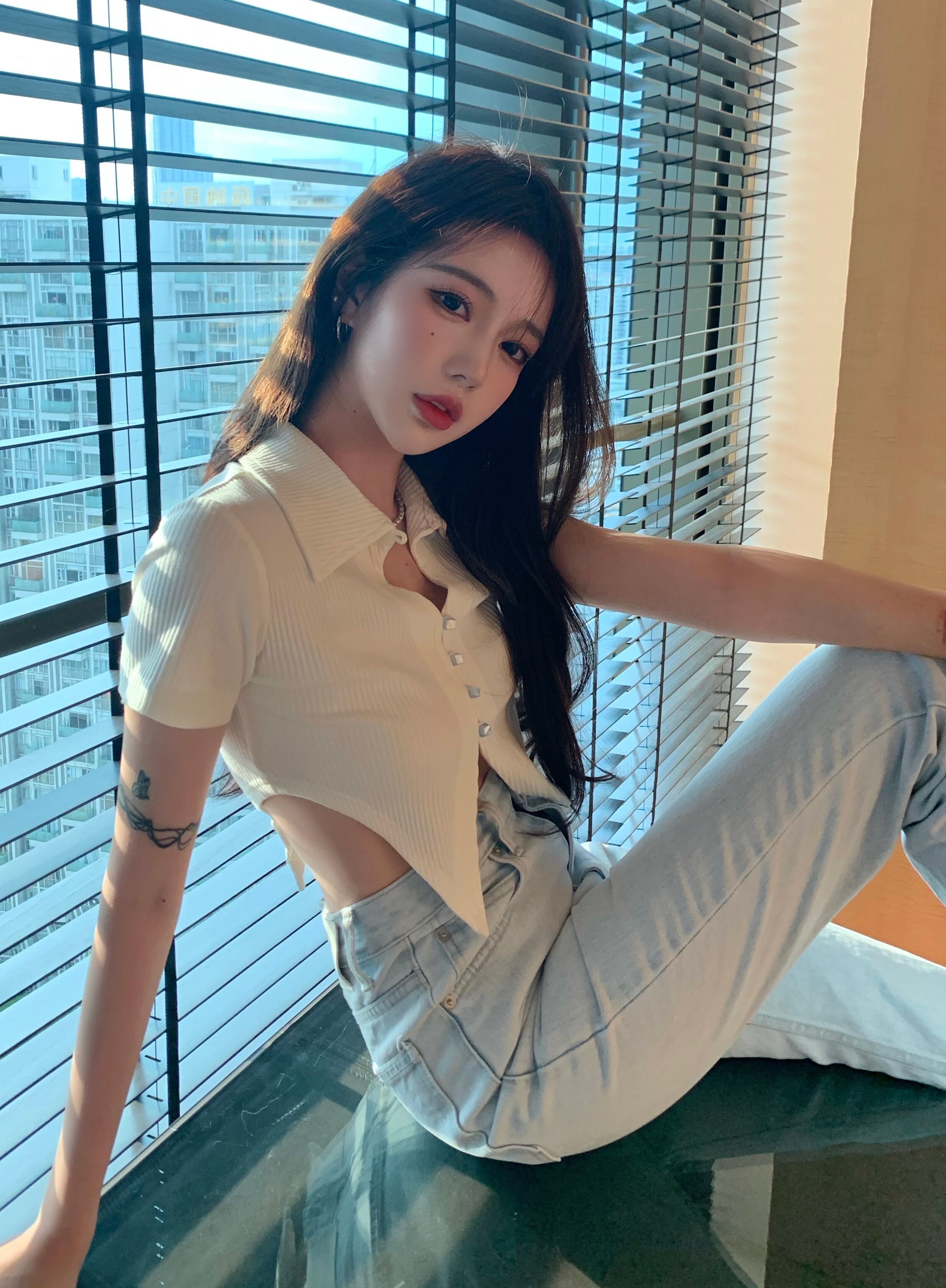 カーディガンTシャツ サマーショートスタイルスリムトップス 夏物 ピュア ブラックストロベリース75719206512