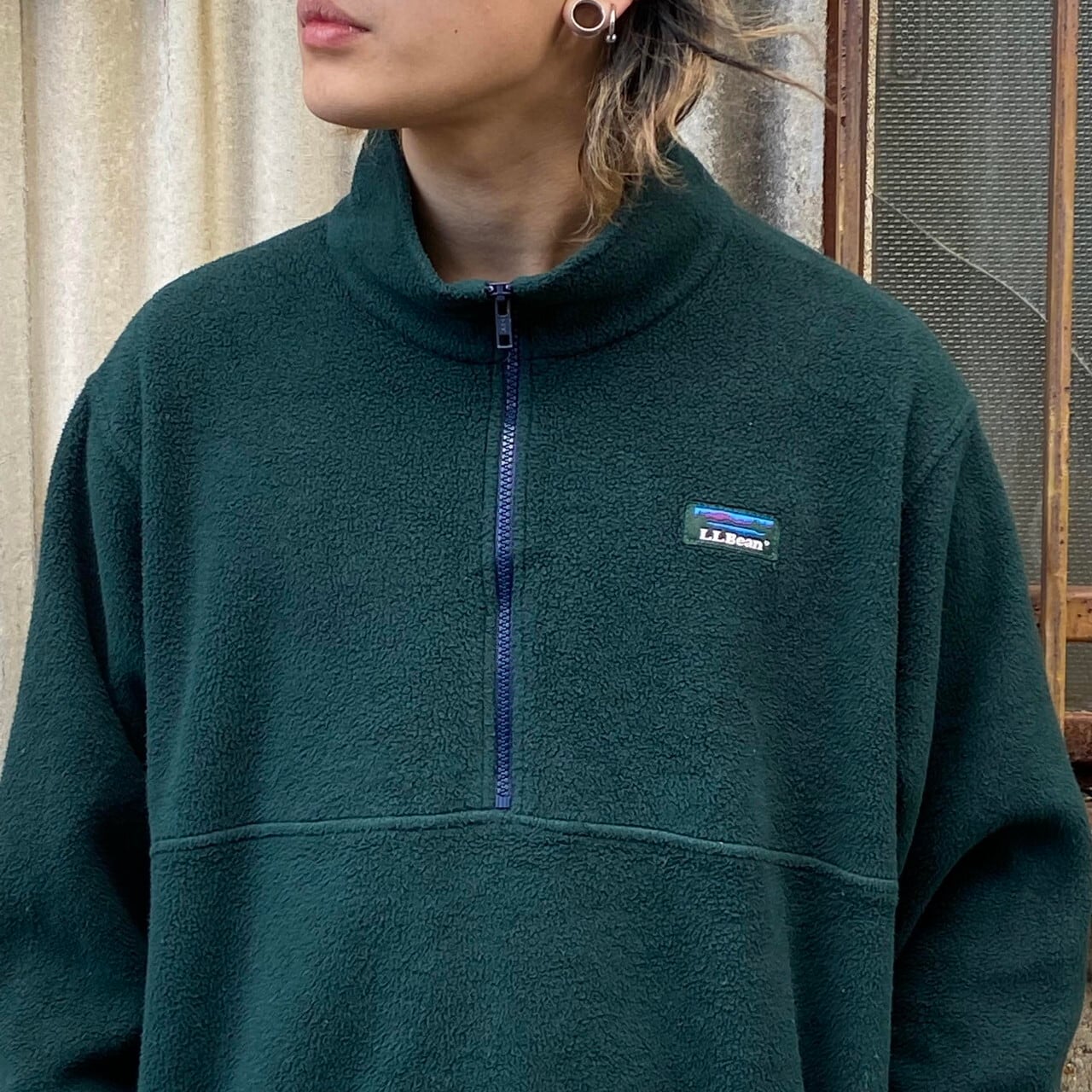 90s L.L.Bean ハーフジップ フリース ブラック メンズ レディース