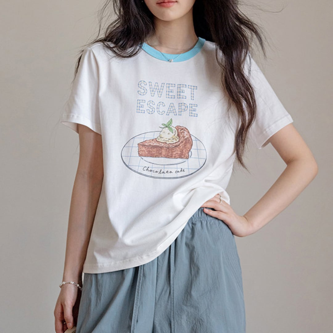 cake print ringer tshirt