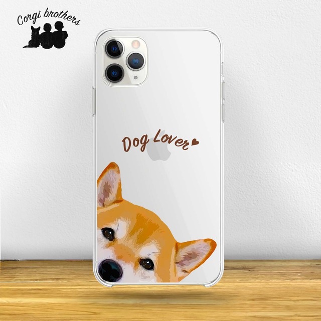 【 柴犬 毛色3色左下デザイン】スマホケース　クリアソフトケース　うちの子　犬　 iPhone & Android