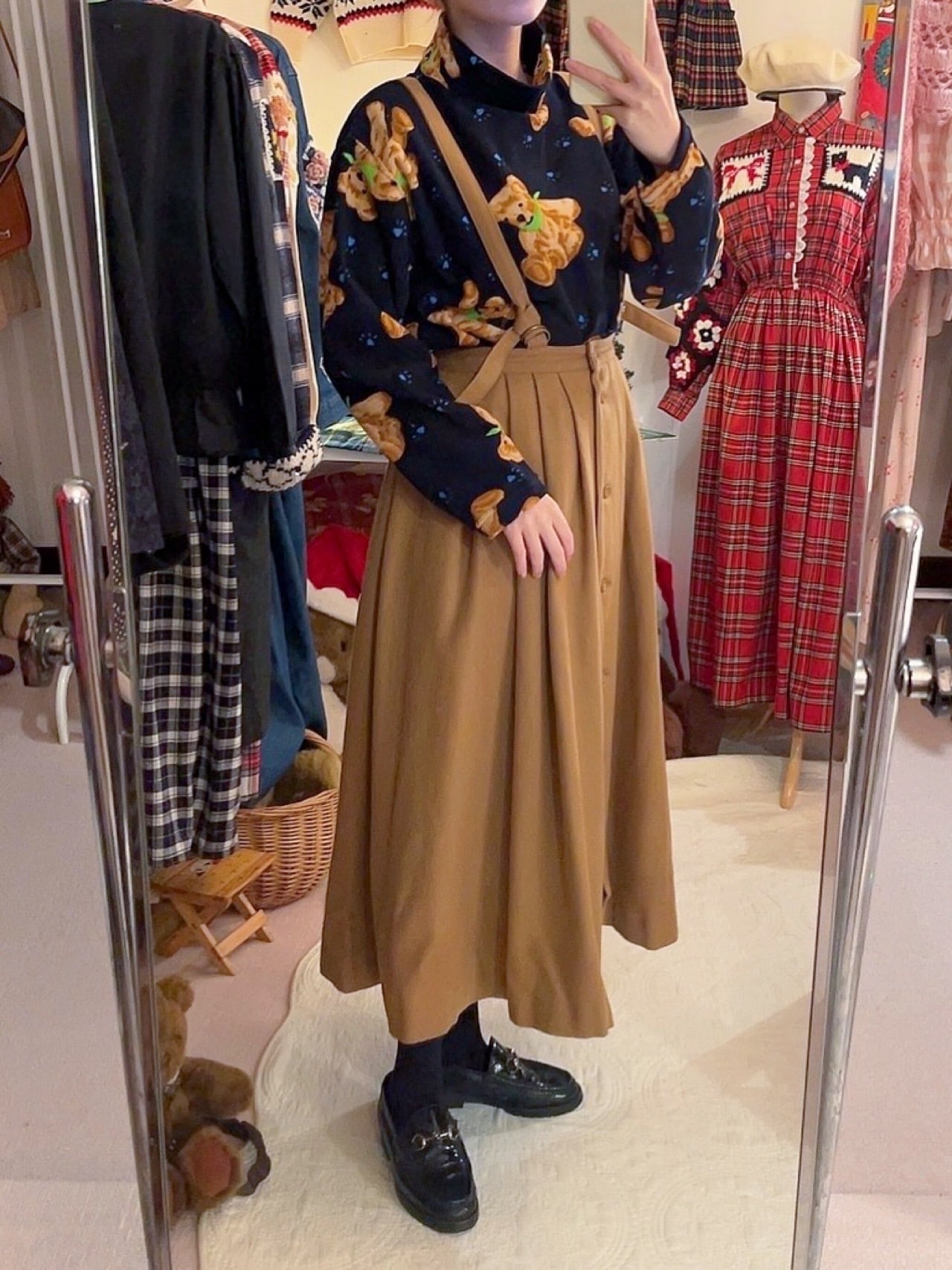 scarf bear fleece pullover