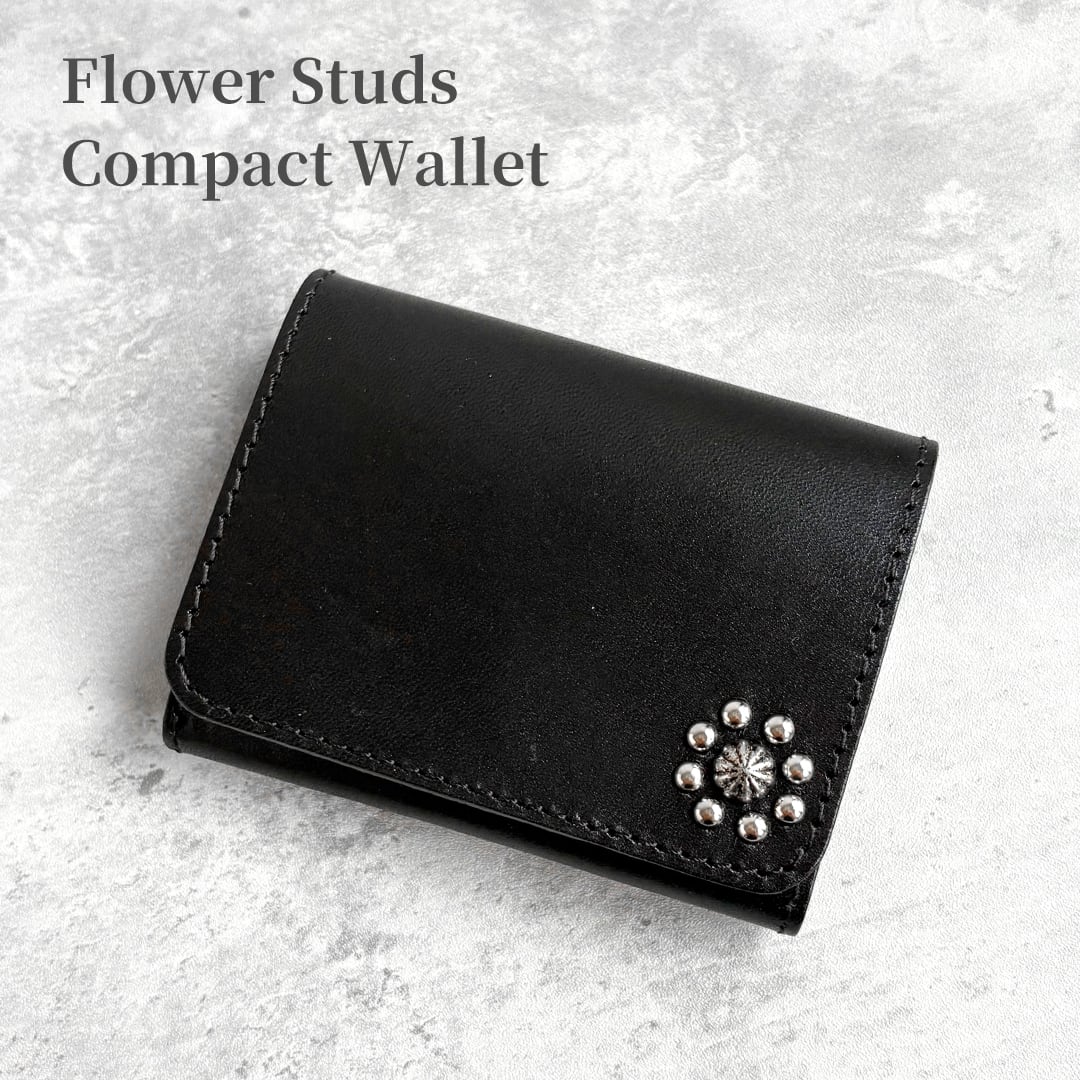 栃木レザー スタッズ コンパクト財布 5色展開 日本製 Made in Japan