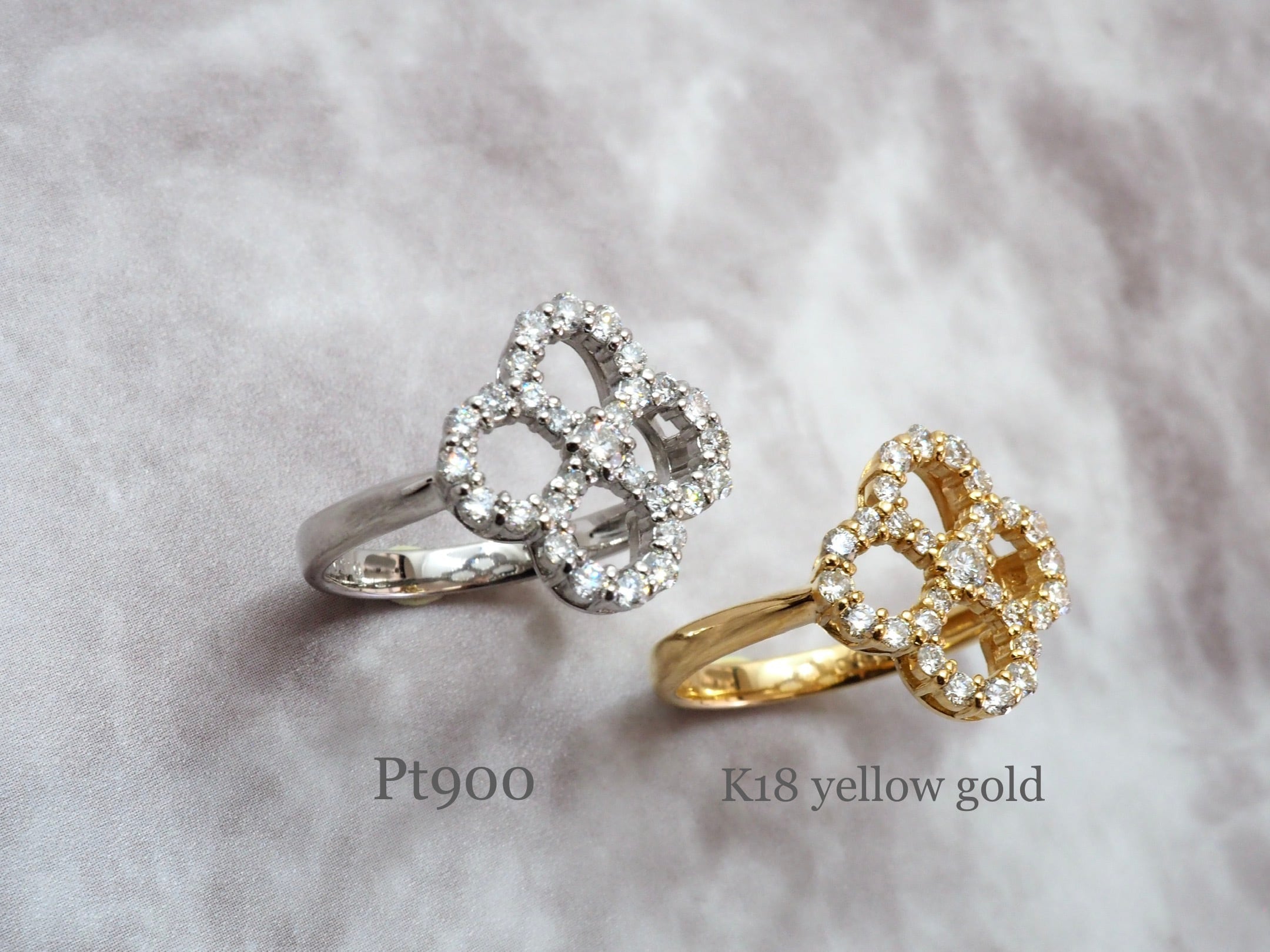 K18PG ダイヤモンド ピンキーリング 0.45ct クローバ 四つ葉リング(指輪)