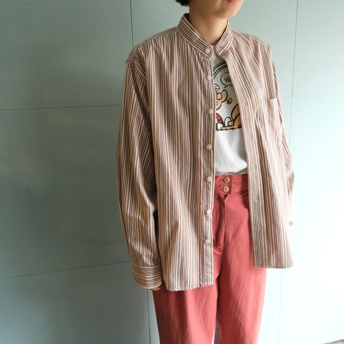 スタンドカラー長袖シャツ