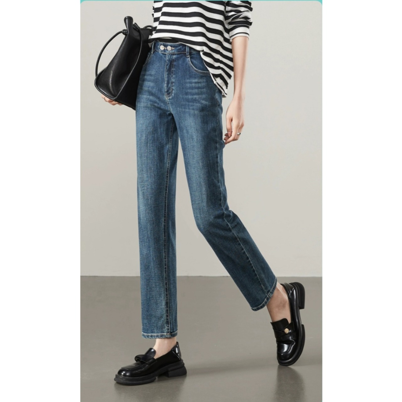 ストレートデニムパンツ 2color W01356