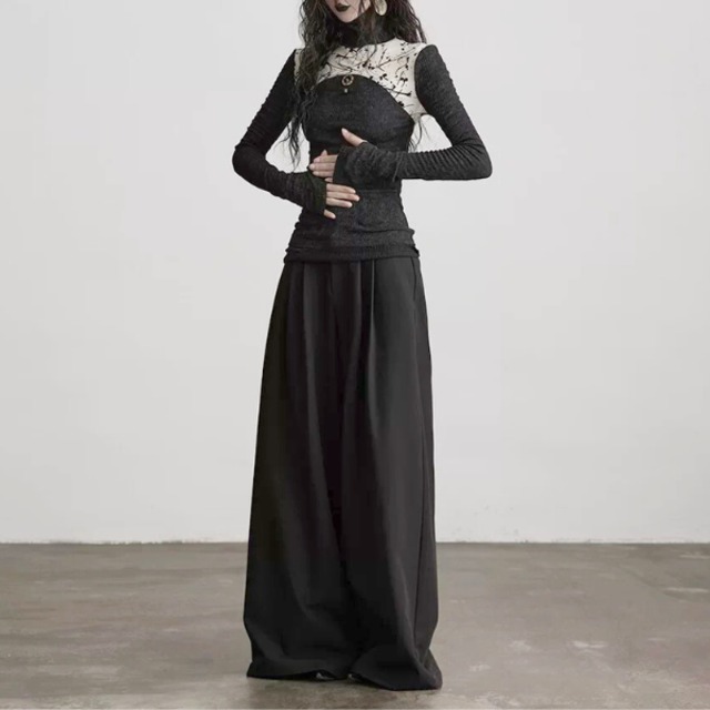 Ink art shoulder fitted turtleneck C1287