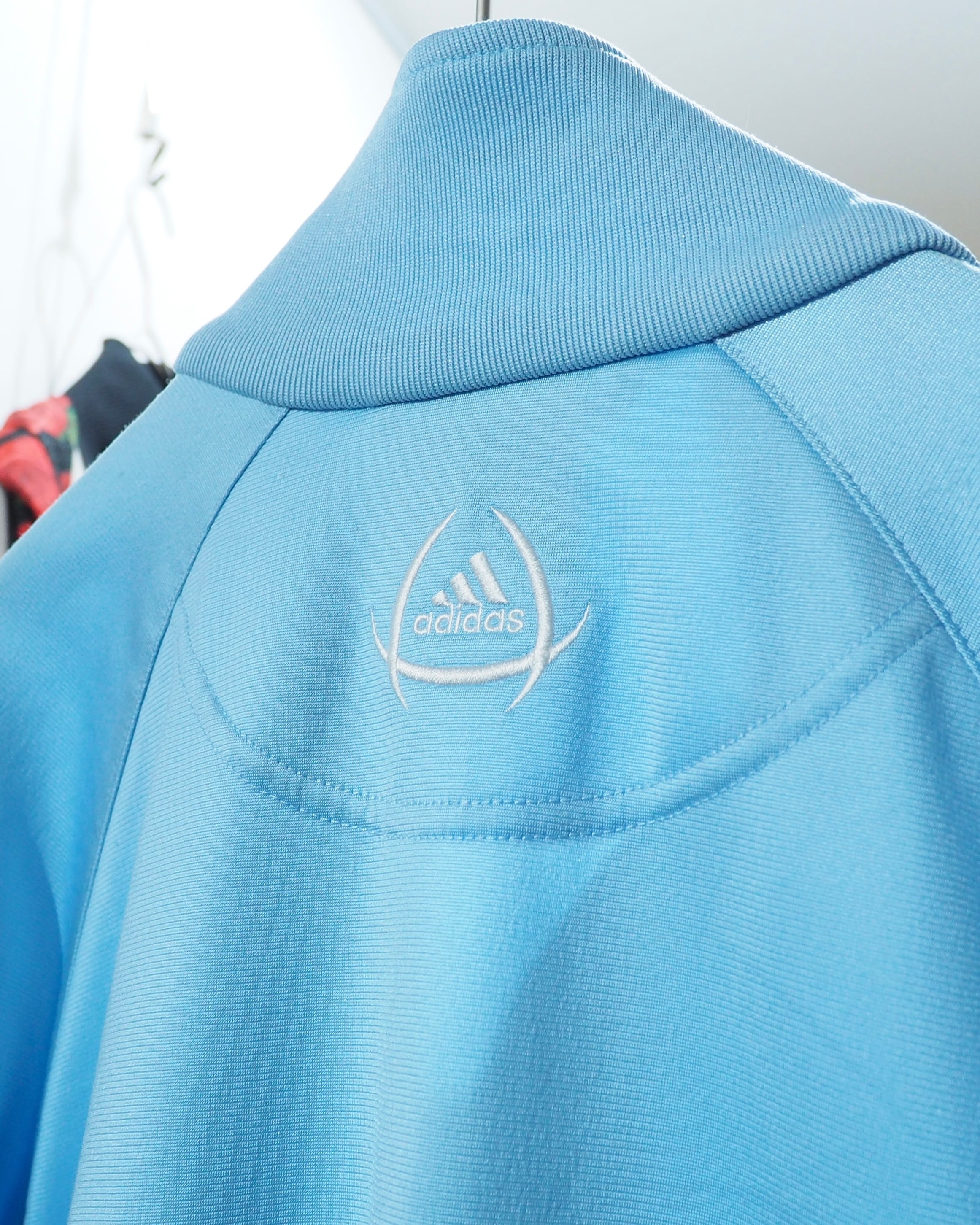 2000s ” adidas ” Shiny Light Blue × Three Line Embroidery Over silhouette Track jacket