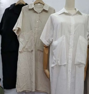 ビッグポケットシャツワンピース　　ASF-212010-1038