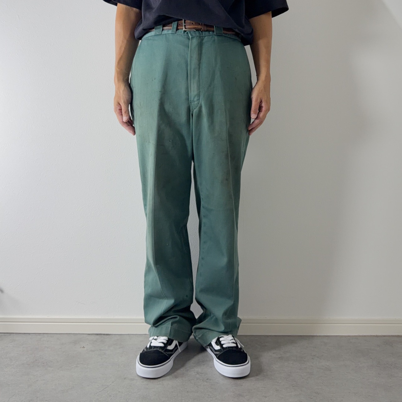 80s Dickies 874 work pants "made in USA" Lincoln green [W33.5L30.5相当] 古着 - 16
