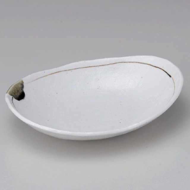 志野織部掛茶筋小判鉢