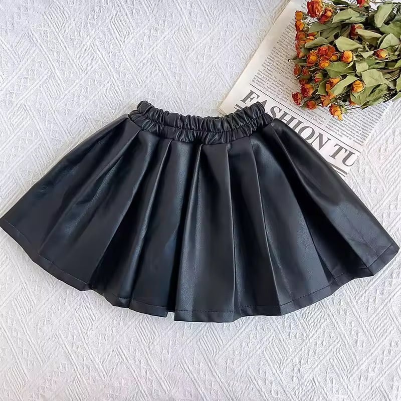 レザー風プリーツミニスカート