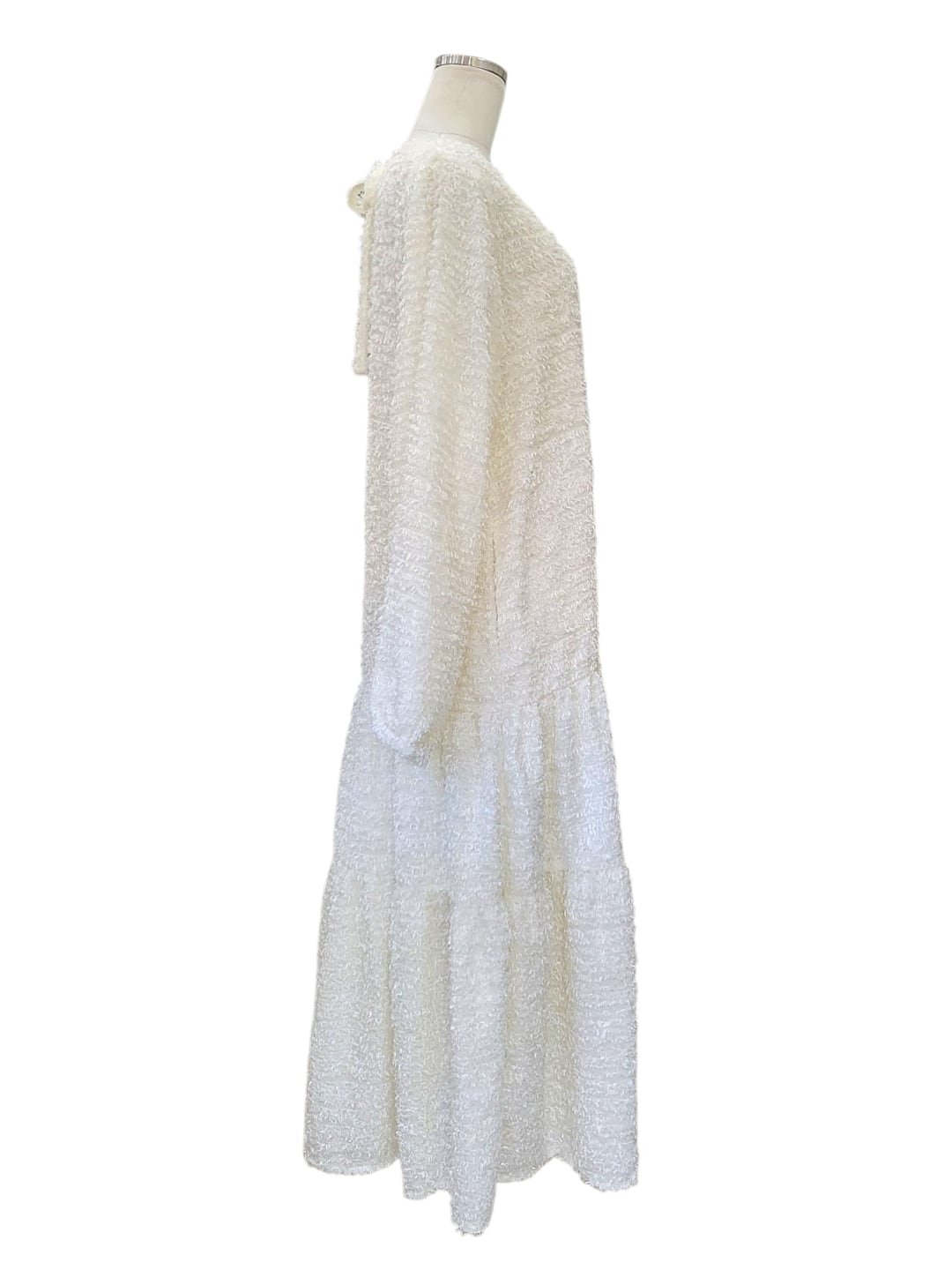 フリンジジャガードティアードワンピース ivory | amin pur
