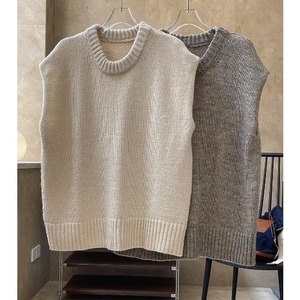 french loose knit vest N30054