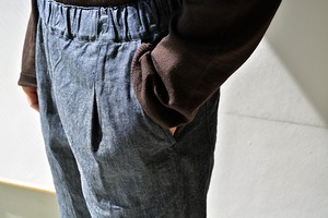 リネン RINEN 6オンスノットインディゴデニムテーパードラクパンツ(R44105)ネイビー(05)