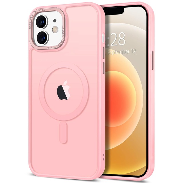 AVETUL iPhone 11 ケース MagSafe対応 ワイヤレス充電対応 マット仕上げ マグネット搭載 超強磁力 滑り止め 米軍MIL規格耐衝撃 iPhone11ケース ストラップホール アイフォン11 半透明ハード カバー (ピンク)