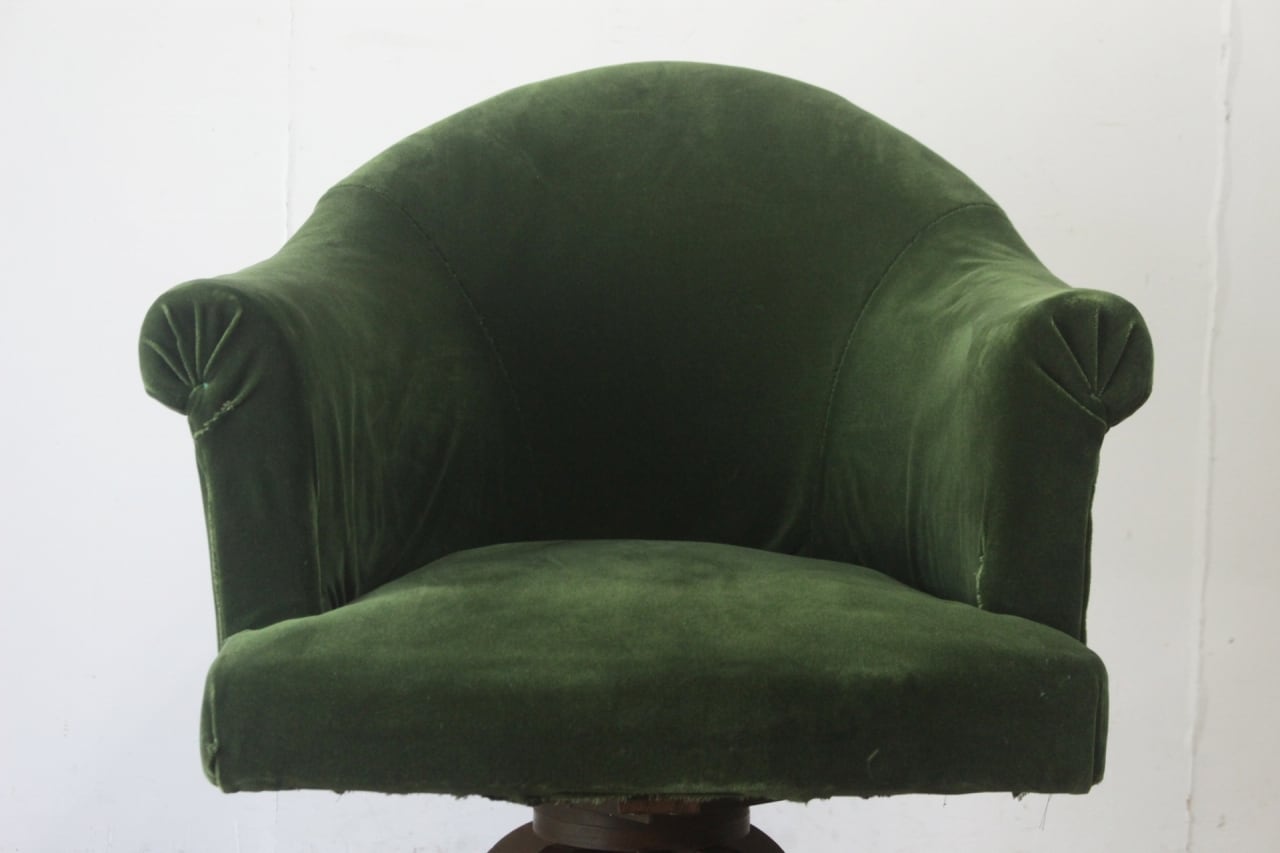 レトロ ドクターチェア 椅子 1Pソファ ラウンジ スプリング モケット 緑 レトロ ドクターチェア 椅子 1Pソファ 一人掛け ラウンジ