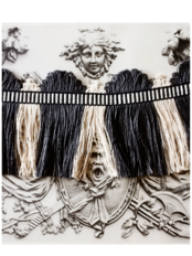 フランス 50x11c リネン 薄曇りの闇夜とフリンジブレード ヴィンテージ