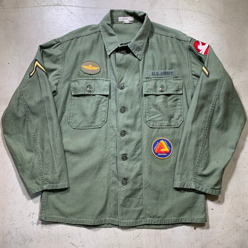 60's U.S.ARMY OG107 コットンサテンユーティリティーシャツ 1st 後期 ...