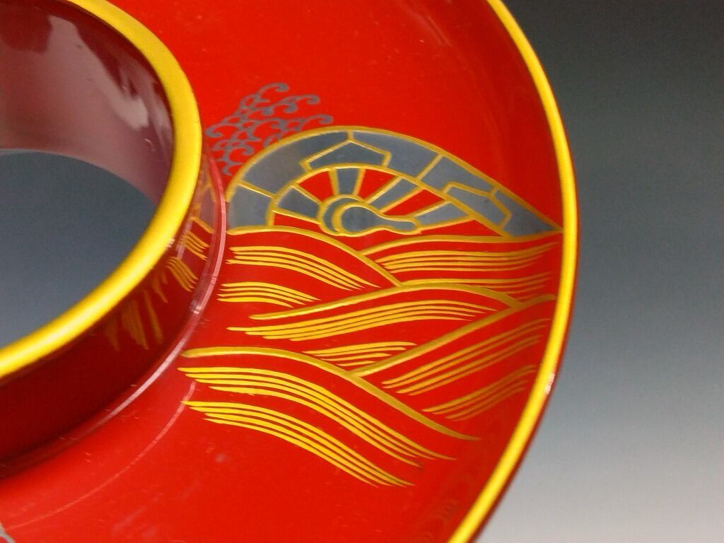 高級食器 木製本漆朱塗 波車蒔絵 天目台 1台 dbsy15275-y | こがん堂