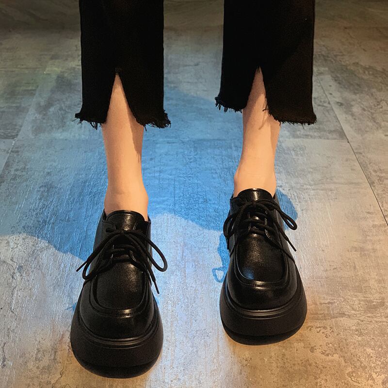 シングルオータムスタンダードレザー 靴 シューズ レトロ レース 秋物 レースアップ フェイクシューズ68180348568