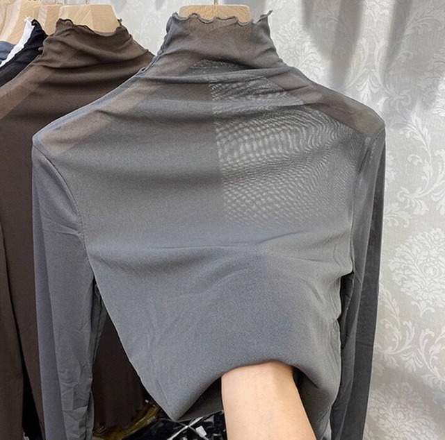 シアーシャツ レディース トップス シャツ 長袖 ハイネック 透け感 シースルー かわいい シンプル 上品 おしゃれ ガーリー 存在感 ラブリー キュート ベーシック ロマンティック ナチュラル 無地 春 夏 秋 ロングシーズン デート お出かけ 女子会 休日 ショッピング コンサート ライブ お花見 カフェ ランチ 重ね着 韓国 オルチャン コーデ プチプラ 普段使い 着回し モテ トレンド 流行 インスタ映え フリーサイズ ワンサイズ カラバリ ホワイト ブラック グレー ベーシックカラー 大人カラー