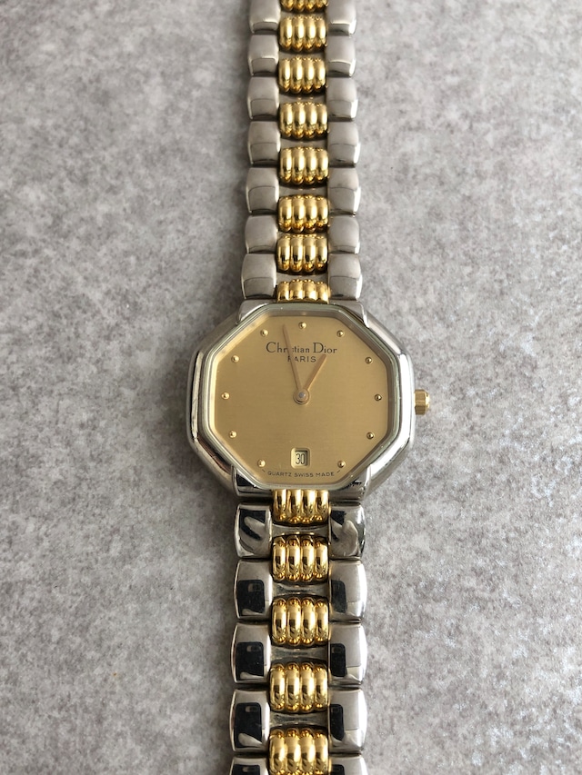 Christian Dior クリスチャン ディオール オクタゴン 腕時計 ゴールド ステンレススチール vintage ヴィンテージ オールド dyf2ss