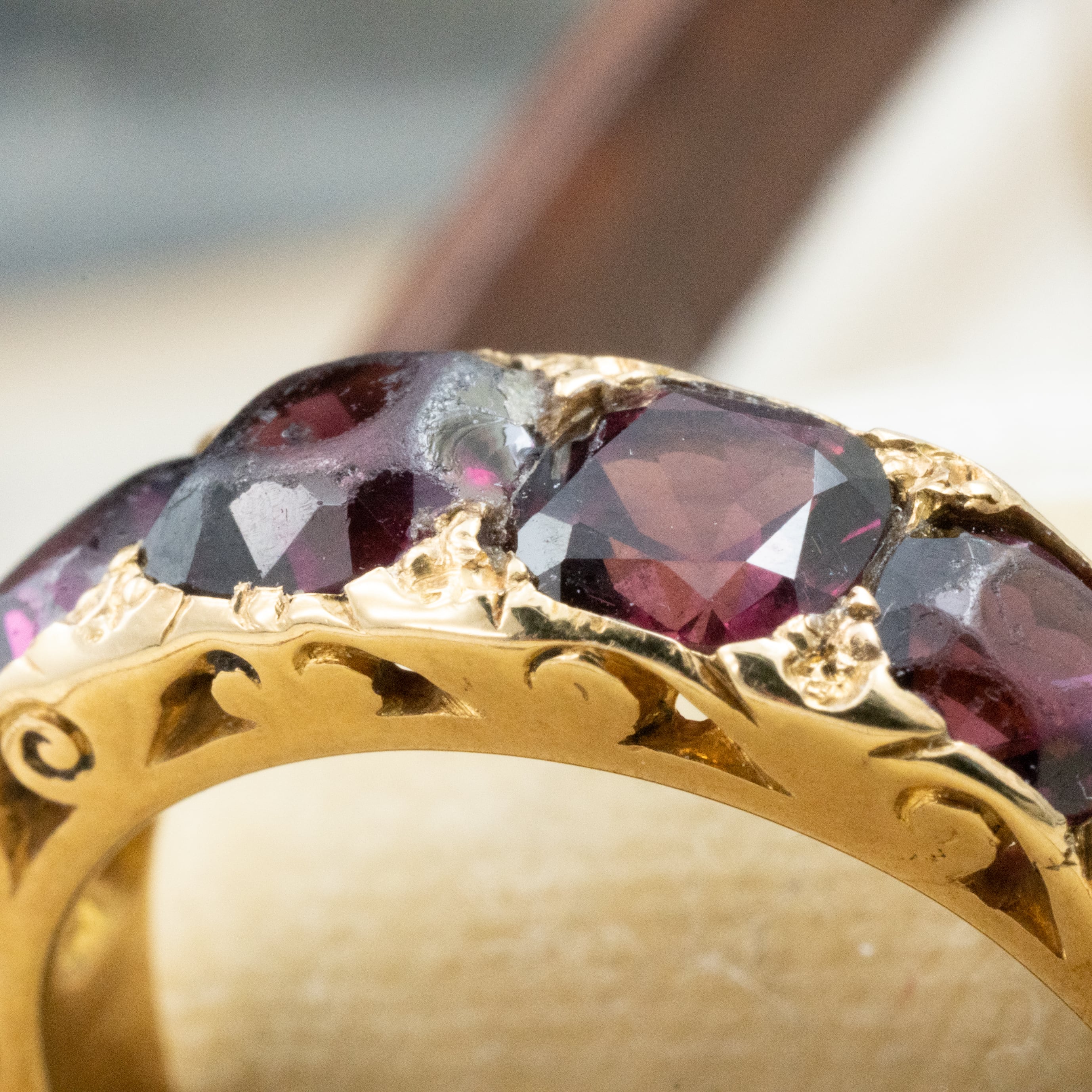 K18 ガーネットリング　指輪　アンティークデザイン　刻印有り　ヴィンテージ 楽天市場】アンティークジュエリー リング ヴィクトリアン 18金