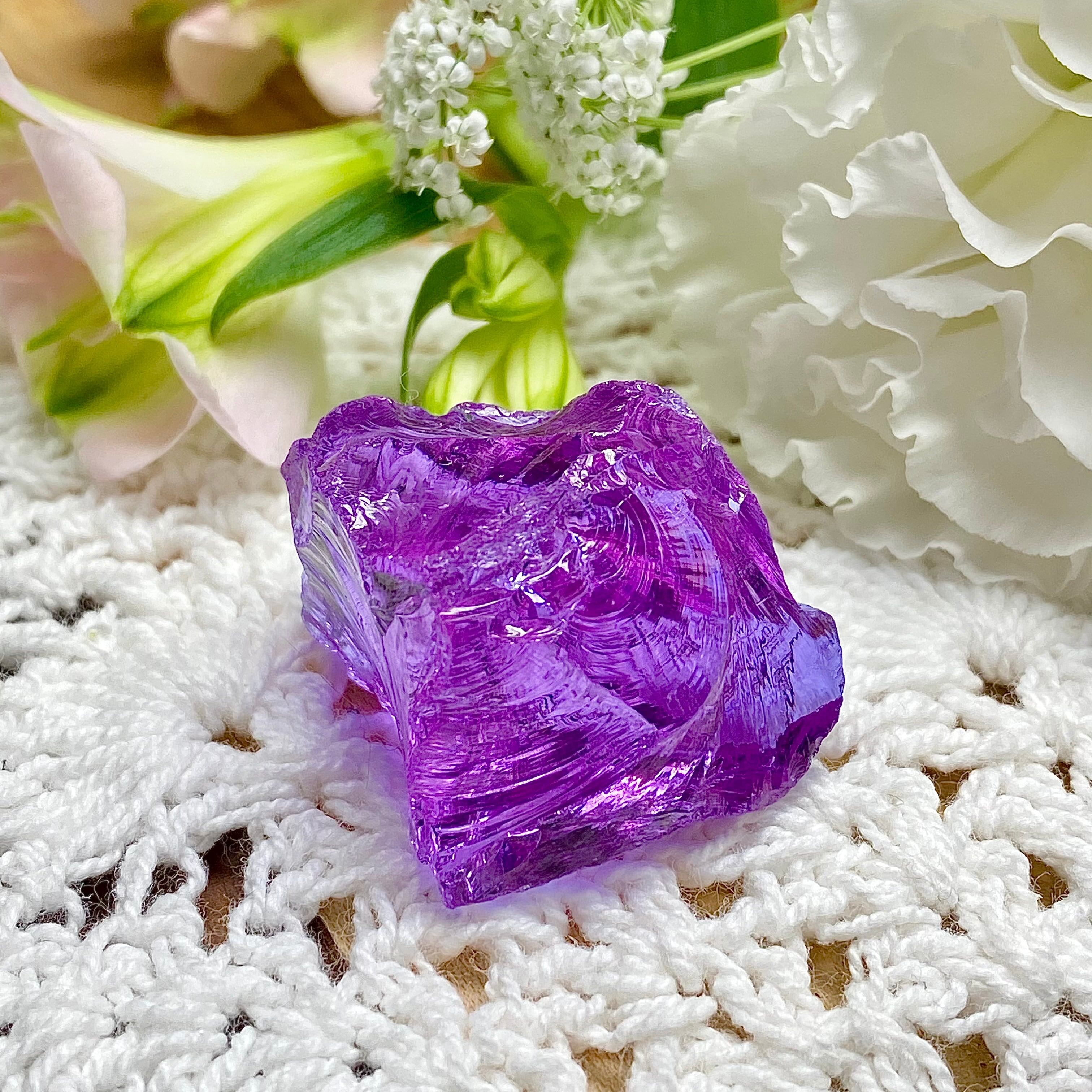 《レア色限定》インドネシア産アンダラクリスタル原石 【カラーチェンジあり】パープル × アクアブルーシャイン B