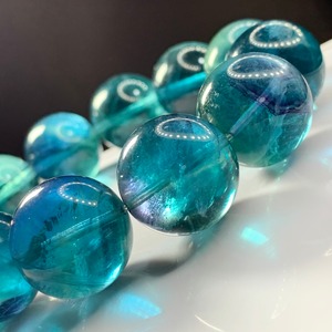 f49大玉、希少！ブルーが強いブルーグリーンフローライトブレスレット