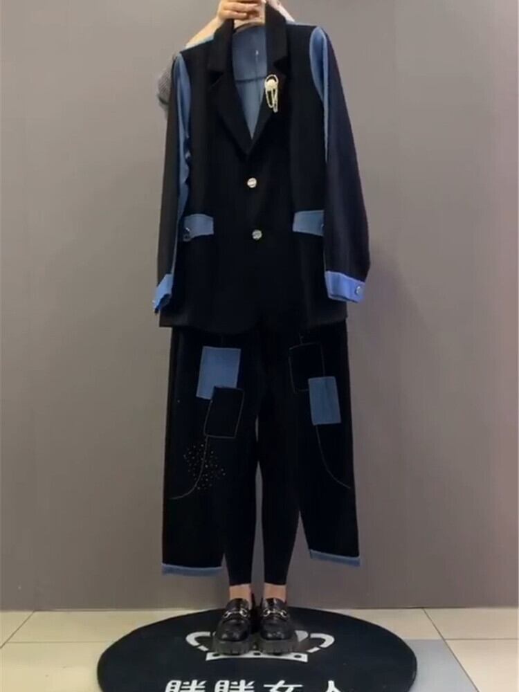 カジュアルスプリングルーズ薄手スタイルジャケット 大きめサイズ 春物 ミックスインファッション83442801459