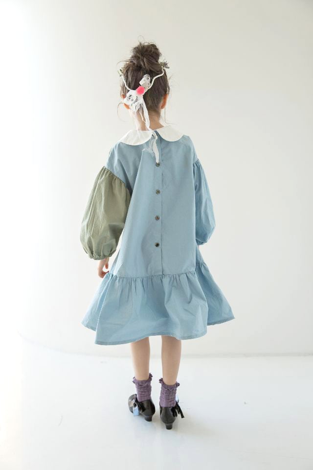 レトロ バイカラー ワンピース 女の子 子供 キッズ ボリューム袖 シフォン袖 フォーマルワンピース 長袖 子供ワンピース キッズドレス 子供服 ジュニア 結婚式 発表会 入園 卒業式 二次会 パーティー 送料無料 韓国レディース キッズファッション Londonbridge