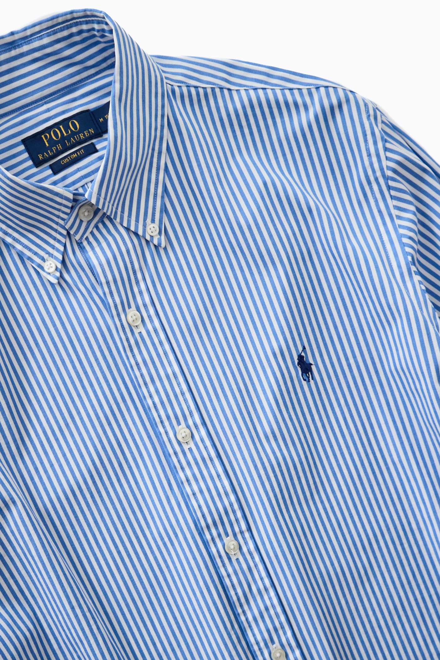 POLO RALPH LAUREN BLUE STRIPE BUTTON DOWN L/S SHIRT （ポニー刺繍