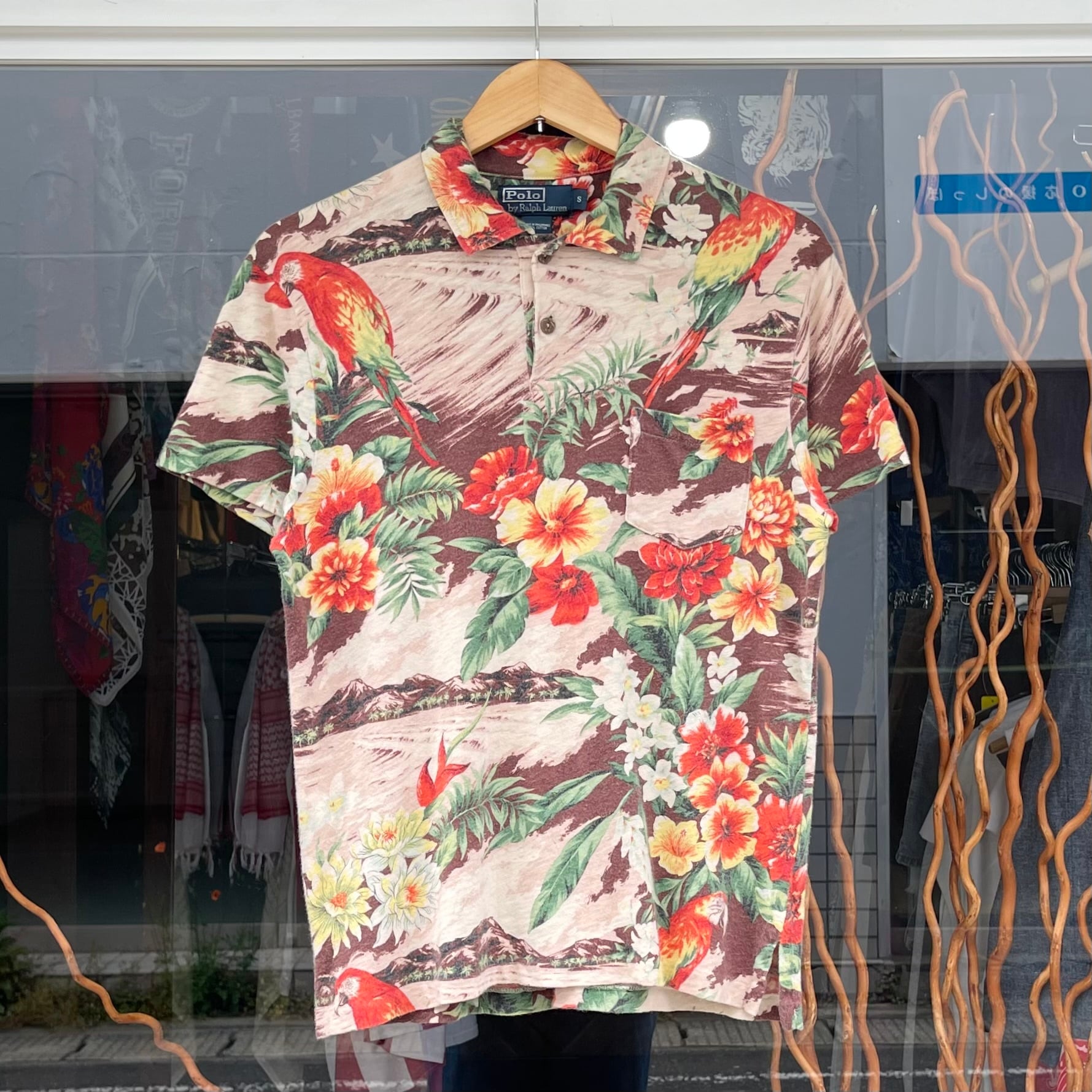 【Sz:S】90s ラルフローレン 花柄 ポロシャツ
